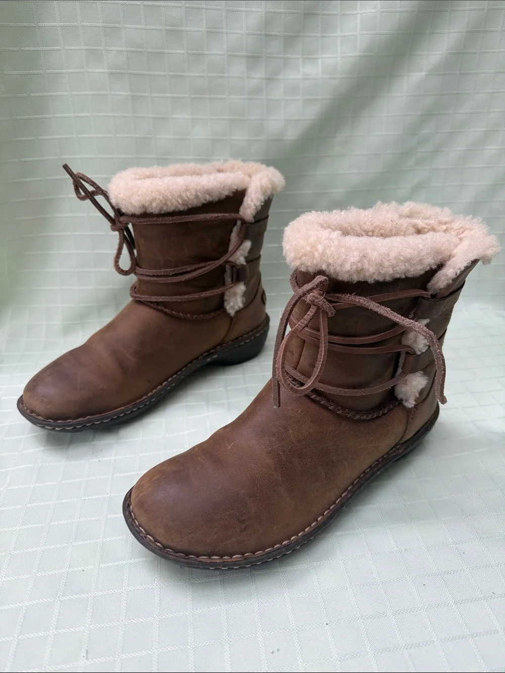UGG Brown Shearling-Lined Winter Ankle Boots